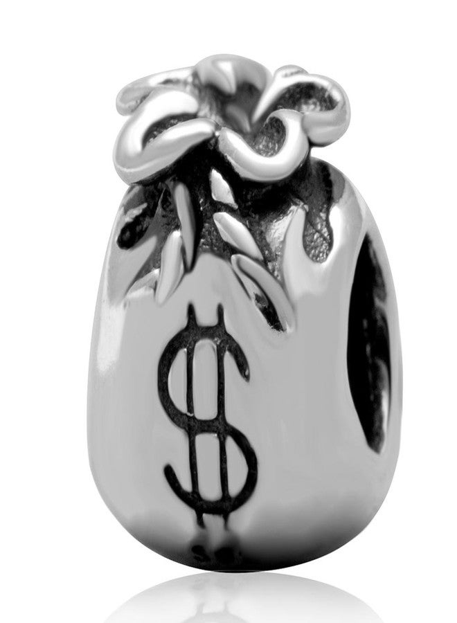 ARTCHARM 925 Sterling Silver Money Dollar Pocket Bag Pouch Purse Bead For European Charm Bracelet